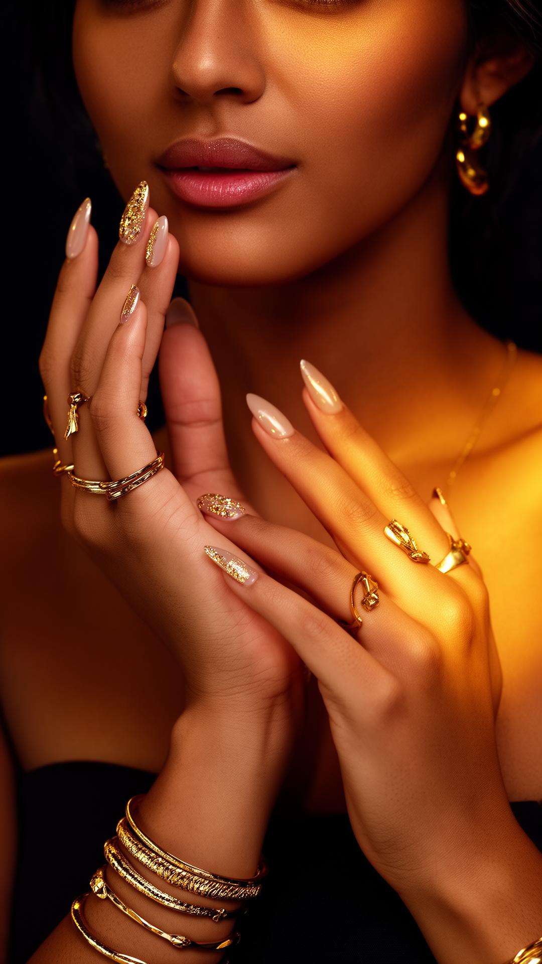 Detalle de manos con manicure de lujo